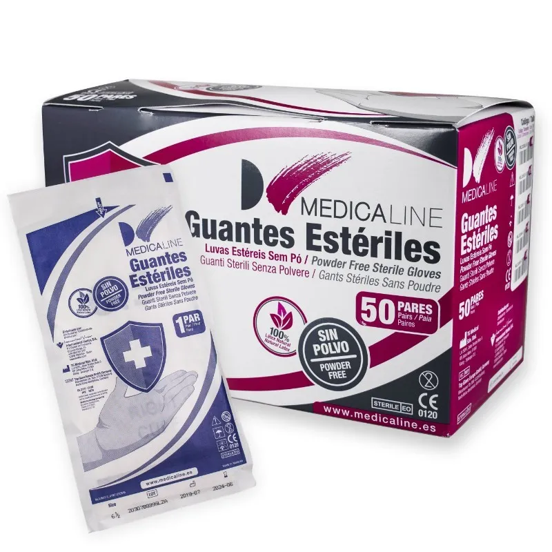 GUANTES ESTÉRILES MEDICALINE SIN POLVO TALLA 6